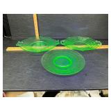 3 uranium glass platters