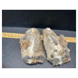 Rabbit fur mitts