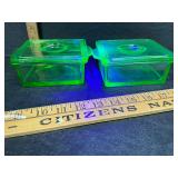 2 uranium glass dishes