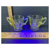 Anchor Hocking yellow uranium glass cream & sugar