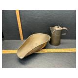 Copper scoop and tin pot