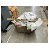 Vintage basket with linens