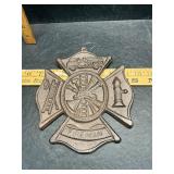 Cast iron fireman plaque