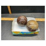 2 polished agate stone balls