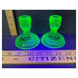 Uranium glass candle stands
