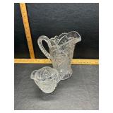 Crystal pitcher and creamer