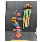 Wind chimes and bird feeder