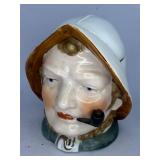 ANTIQUE SAILOR CERAMIC HEAD JAR W/ LID TOBACCO jar