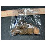 30 wheat pennies