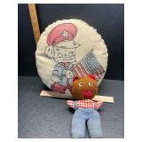 Vintage pillow and teddy bear