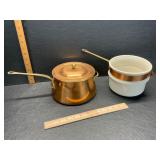Copper and porcelain double boiler