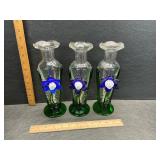 3 art glass vases