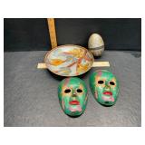 Heavy brass plate,egg,and mask