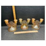 Carnival glass candle holders