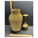 Brass vase and basket