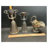Silver plate wedding cups and sugar shuttle