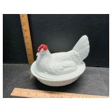 Vintage hen on the nest