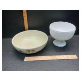 Halls bowl and milk glass dish