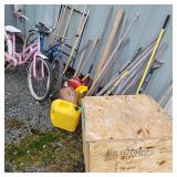 Yard Tools & Bikes & Wood Box