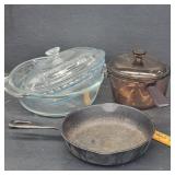Cast Iron Pan & Glass Pans