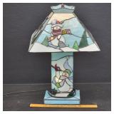 Stain Glass Snowman Lamp Works
