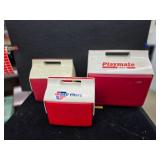 Coolers and a tote with straws