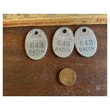 Tool room check tags Badin and wheat penny