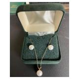 14k gold necklace and earrings