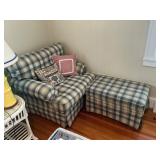 Chair and ottoman with pillows