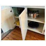 Contents of cabinet Tupperware, pans and more