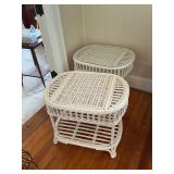 2 wicker tables 1 missing glass