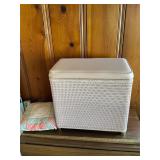 Vintage laundry basket and pillow