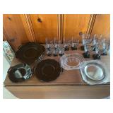 Black and clear glassware possibly Fostoria