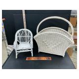Wicker basket and doll chair