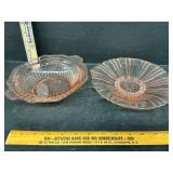 2 Pink Glass Bowls