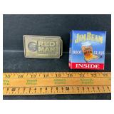 Red Man Belt Buckle Jim Beam Boot Shot Glass