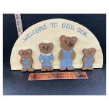 Vintage Welcome to our Den Wood Bear Sign