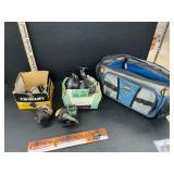 Bag with vintage fishing reels