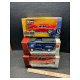 3 die cast cars