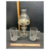 Vintage candle lamp and mugs