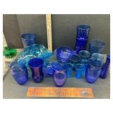 Large lot of blue glass