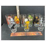 8 different vintage Pepsi character glasses