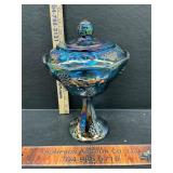 Carnival glass pedestal compote