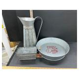 Metal tray ,pitcher and other