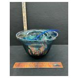 Carnival glass punch bowl and cups