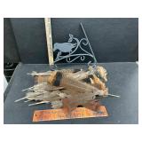Metal Bird Hanger & Feathers