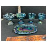 5 pieces of carnival glass