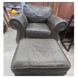 Broyhill leather chair and ottoman