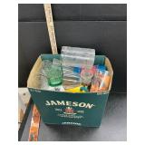 Box of glasses and other