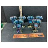 6 carnival glass goblets